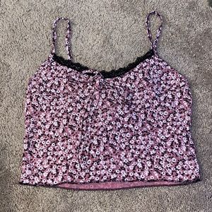 Cropped floral tank
